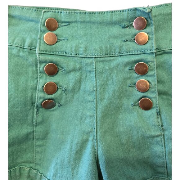 Vintage Y2K Blue High Waisted Shorts Hot Pants Button Up Turquoise Teal Retro 0 - Picture 4 of 8